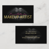 Makeup Artist Moderne dunkle Lippen Gold Text Visitenkarte (Vorne/Hinten)