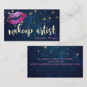 Makeup Artist Moderne Glitterie Lippen Treppen Nav Visitenkarte (Vorne/Hinten)
