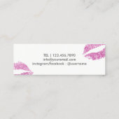 Makeup Artist Moderne Rosa Glitzer Mini Visitenkarte (Rückseite)