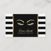 Makeup Artist Moderne Schwarz-Weiß Streifen Visitenkarte (Vorderseite)