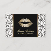 Makeup Artist Moderne Schwarz-weiße Leopard Gold L Visitenkarte (Vorderseite)