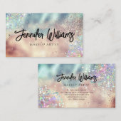 Makeup Artist Moderner Glitzer Gold Aquamarin Visitenkarte (Vorne/Hinten)