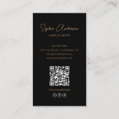 Makeup Artist Modernes Skript Schwarz und Gold Visitenkarte (Rückseite)