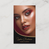 Makeup Artist Modernes Skript Schwarz und Gold Visitenkarte (Vorderseite)