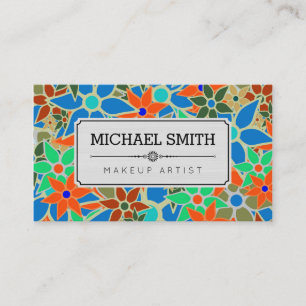 Makeup Artist Modernes Vintages Blumenmuster #18 Visitenkarte