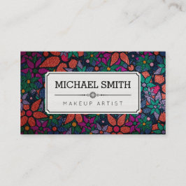 Makeup Artist Modernes Vintages Blumenmuster #3 Visitenkarte