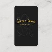 Makeup Artist Monogram Black Gold QR Code Beauty Visitenkarte (Vorderseite)