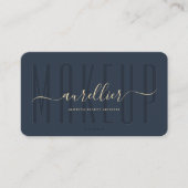 Makeup Artist Monogram Dark Blue Modern Visitenkarte (Vorderseite)