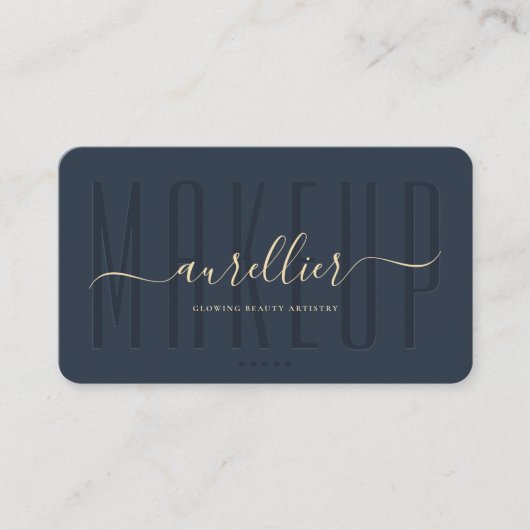 Makeup Artist Monogram Dark Blue Modern Visitenkarte (Vorderseite)