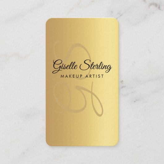 Makeup Artist Monogram Gold QR Code Visitenkarte (Vorderseite)