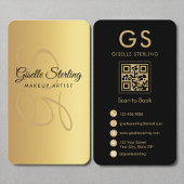 Makeup Artist Monogram Gold QR Code Visitenkarte
