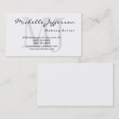 Makeup Artist Monogram Script White Business Card Visitenkarte (Vorne/Hinten)
