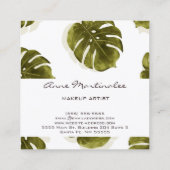 Makeup Artist Monstera Leaf Square Business Card Quadratische Visitenkarte (Rückseite)