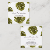 Makeup Artist Monstera Leaf Square Business Card Quadratische Visitenkarte (Vorne/Hinten)
