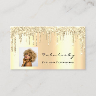 Makeup Artist MUA Lashes Glitzer Tropfen Gold Foto Visitenkarte