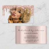 Makeup Artist MUA Lashes Glitzer Tropfen Rose Foto Visitenkarte (Vorne/Hinten)