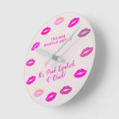 Makeup Artist MUA Pink Lipstick-Wall-Uhr Runde Wanduhr (Winkel)