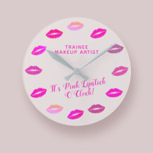 Makeup Artist MUA Pink Lipstick-Wall-Uhr