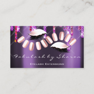 Makeup Artist Nail Artist Pink Violet Lashes Visitenkarte