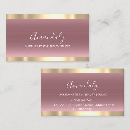 Makeup Artist Nails Beauty WELLNESS-CENTER Rose Go Visitenkarte (Vorne/Hinten)