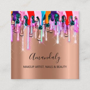 Makeup Artist Nails Glitzer 3D Glitzer Logo-Rose Quadratische Visitenkarte