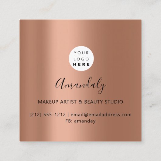 Makeup Artist Nails Glitzer 3D Glitzer Logo Rose Quadratische Visitenkarte (Rückseite)