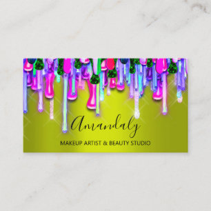 Makeup Artist Nails Glitzer 3D Glitzer Pink Green  Visitenkarte