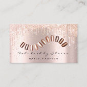 Makeup Artist Nails Glitzer Tropfen Rose Gold Visitenkarte (Vorderseite)