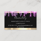 Makeup Artist Nails Gold Black Tropfens Holograph Visitenkarte (Rückseite)