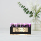 Makeup Artist Nails Gold Black Tropfens Holograph Visitenkarte (Stehend Vorderseite)