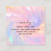 Makeup Artist Nails Lash Holograph Unicorn Quadratische Visitenkarte (Rückseite)