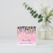Makeup Artist Nails Logo Rose Glitzer Confetti Quadratische Visitenkarte (Stehend Vorderseite)