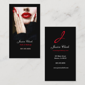 Makeup Artist Nails Rote Lippen Visitenkarte