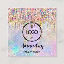 Makeup Artist Nails Unicorn Gold Holograph Logo Qr