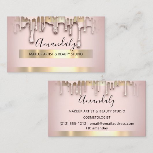 Makeup Artist Nails Wax Beauty Blush Rose Gold Visitenkarte (Vorne/Hinten)
