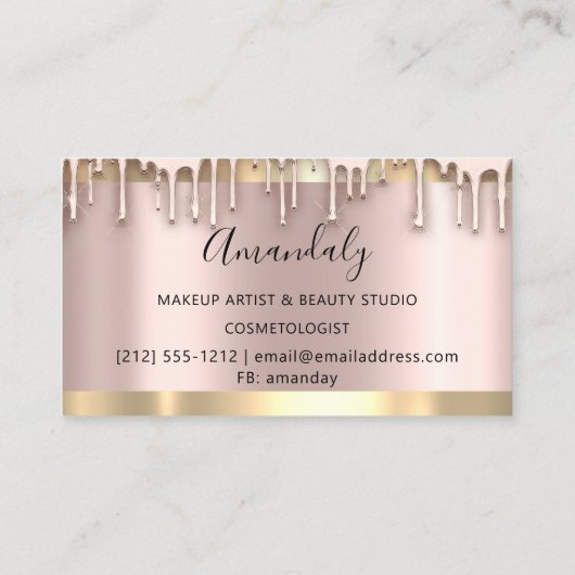Makeup Artist Nails Wax Beauty Gold Rose VIP Visitenkarte (Rückseite)