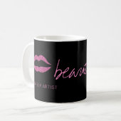 Makeup artist name glam hot pink lips schwarze Sch Kaffeetasse (Vorderseite Links)
