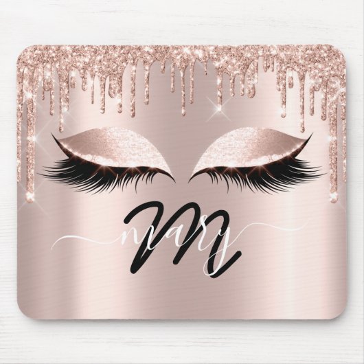 Makeup Artist Name Monogram Rose Lashes Extension Mousepad (Vorne)