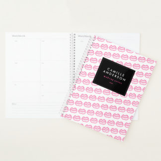 Makeup Artist Neon Lip Muster Tagesplaner Planer