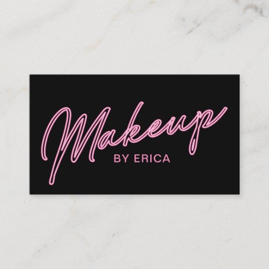 Makeup Artist Neon Pink Typografy Schönheitssalon Visitenkarte (Vorderseite)