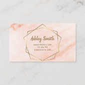 Makeup Artist Peach Marble Geometric Gold Elegant Visitenkarte (Rückseite)