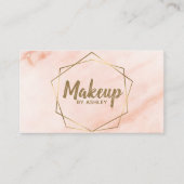 Makeup Artist Peach Marble Geometric Gold Elegant Visitenkarte (Vorderseite)