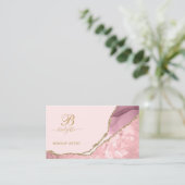 Makeup Artist Pink Agate Geode Gold Business Card Visitenkarte (Stehend Vorderseite)