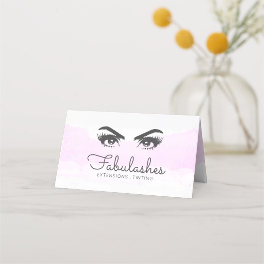 Makeup Artist Pink Blush Brows Lashes Wasserfarbe Treuekarte (Vorderseite)