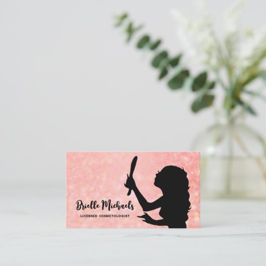 Makeup Artist Pink Girly Girl Cosmetologin Visitenkarte (Stehend Vorderseite)
