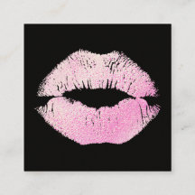 Makeup Artist Pink Glitzer Kissing Lips Square