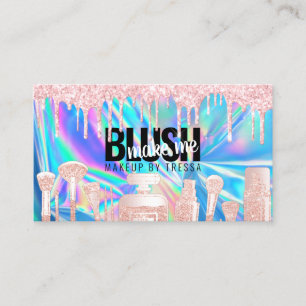 Makeup Artist Pink Glitzer Tropfen Holographic Blu Visitenkarte