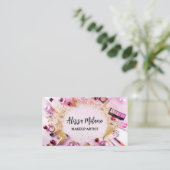 Makeup artist pink gold QR Code Social Media Visitenkarte (Stehend Vorderseite)