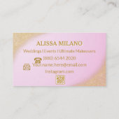 Makeup artist pink gold QR Code Social Media Visitenkarte (Rückseite)