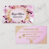 Makeup artist pink gold QR Code Social Media Visitenkarte (Vorne/Hinten)